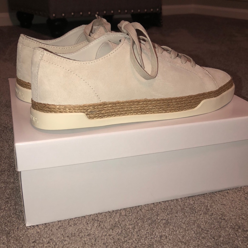 VINCE off white suede sneakers